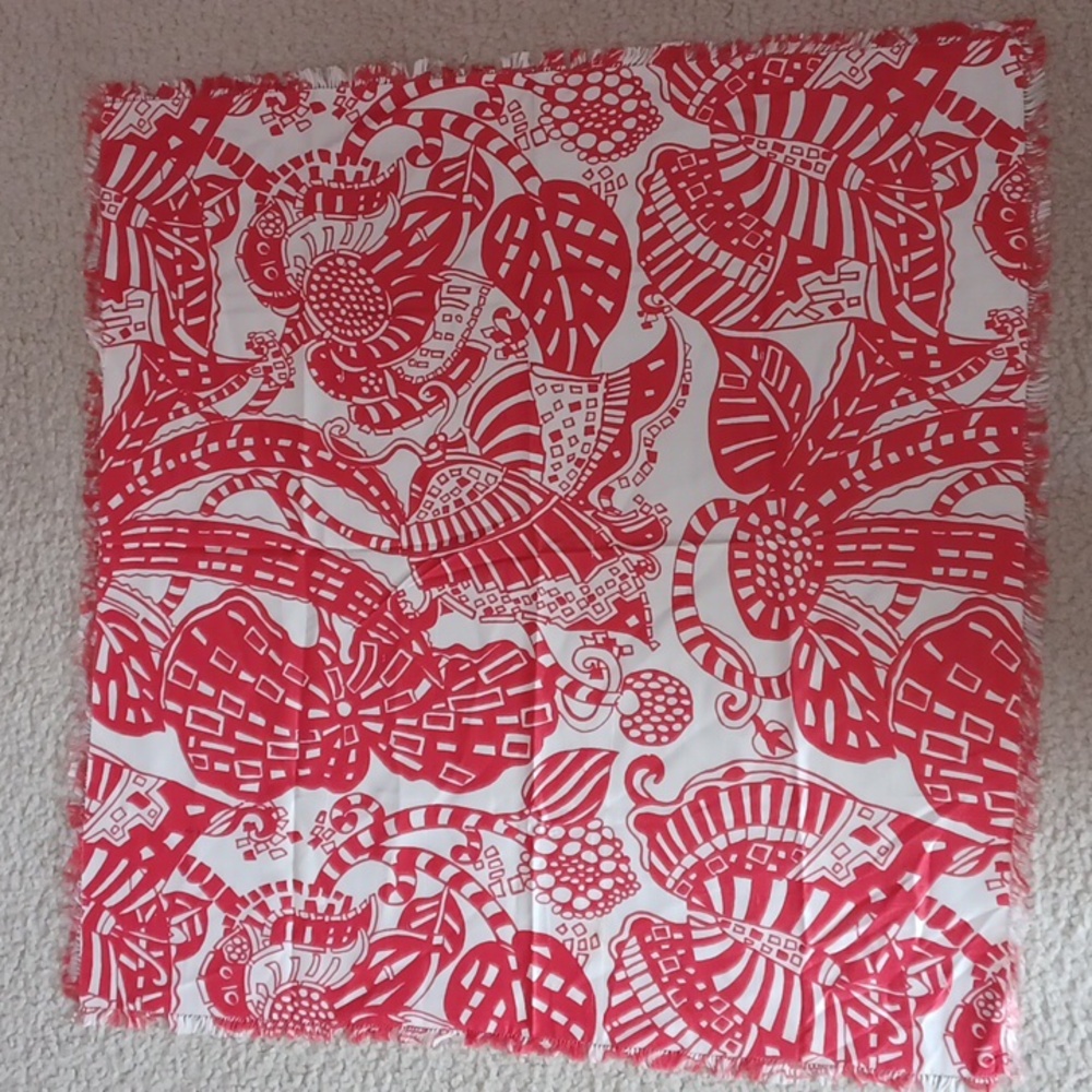 100% Pure Silk Scarf In Red And White